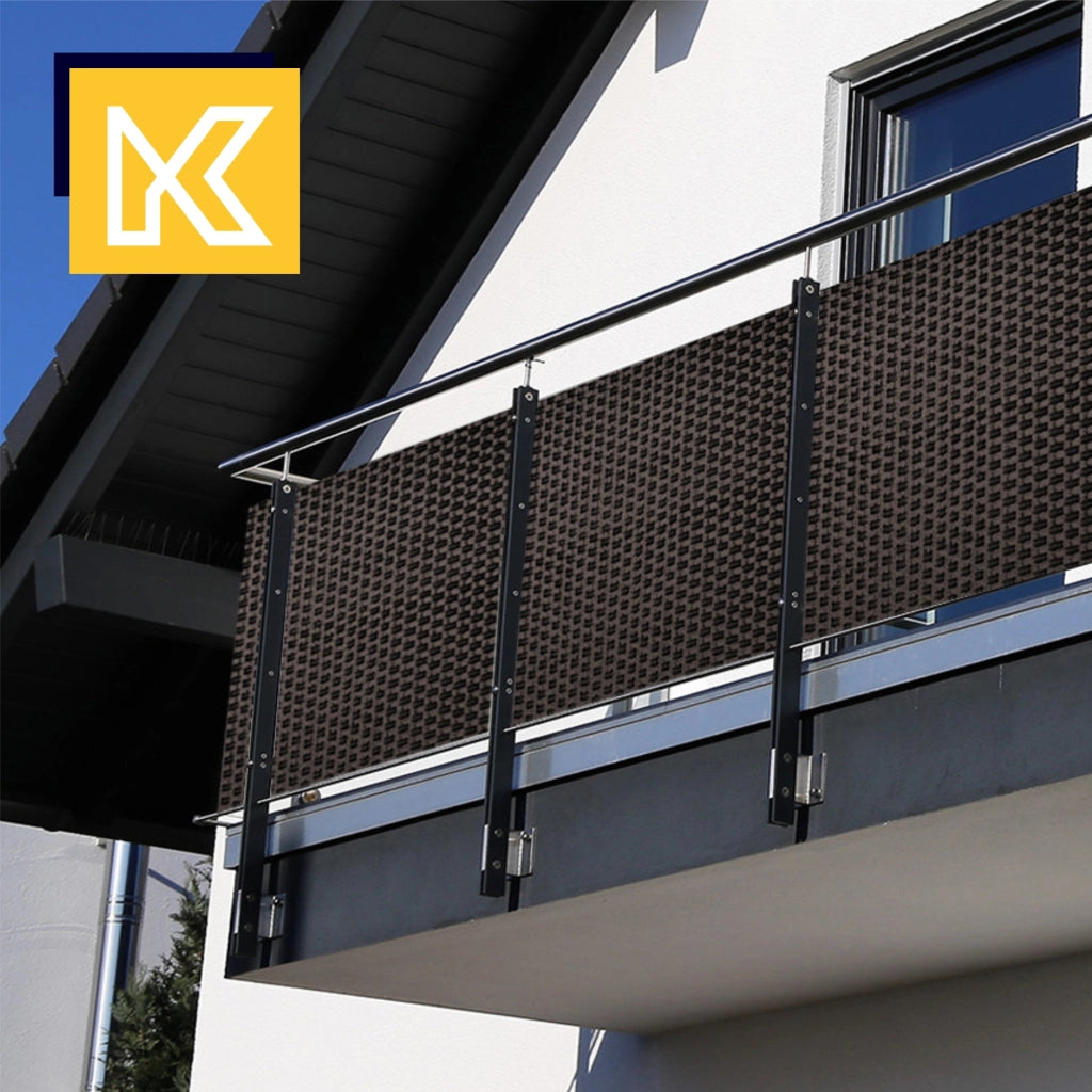 Telo di copertura per balcone in tecnorattan KADAX 1x7M, tappeto nero per balcone, terrazza e recinzione, di alta qualità.