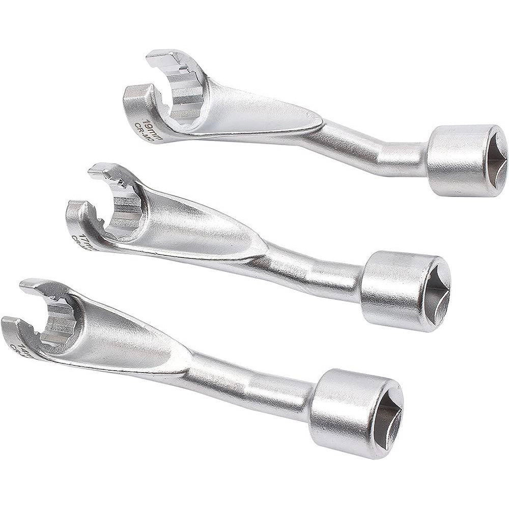 Trade Shop - Set 3 Chiavi Aperte Per Raccordi Carburatori Iniettori 1/2" 14 17 19mm Fs-15663 -