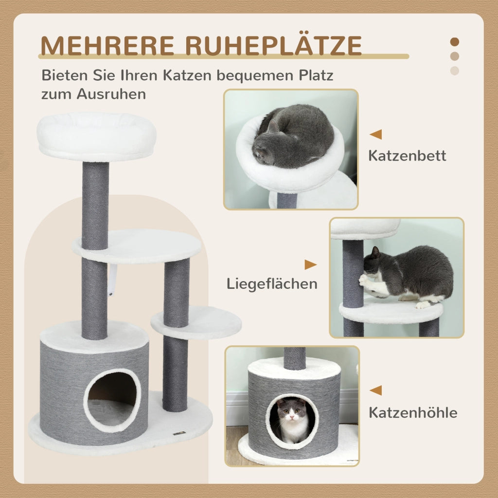 Tiragraffi per gatti con letto e piattaforme ¨C zephmum ¨C bianco grigio