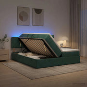 Letto con contenitore LED e materasso Verde Scuro 200 x 200 cm 3459405