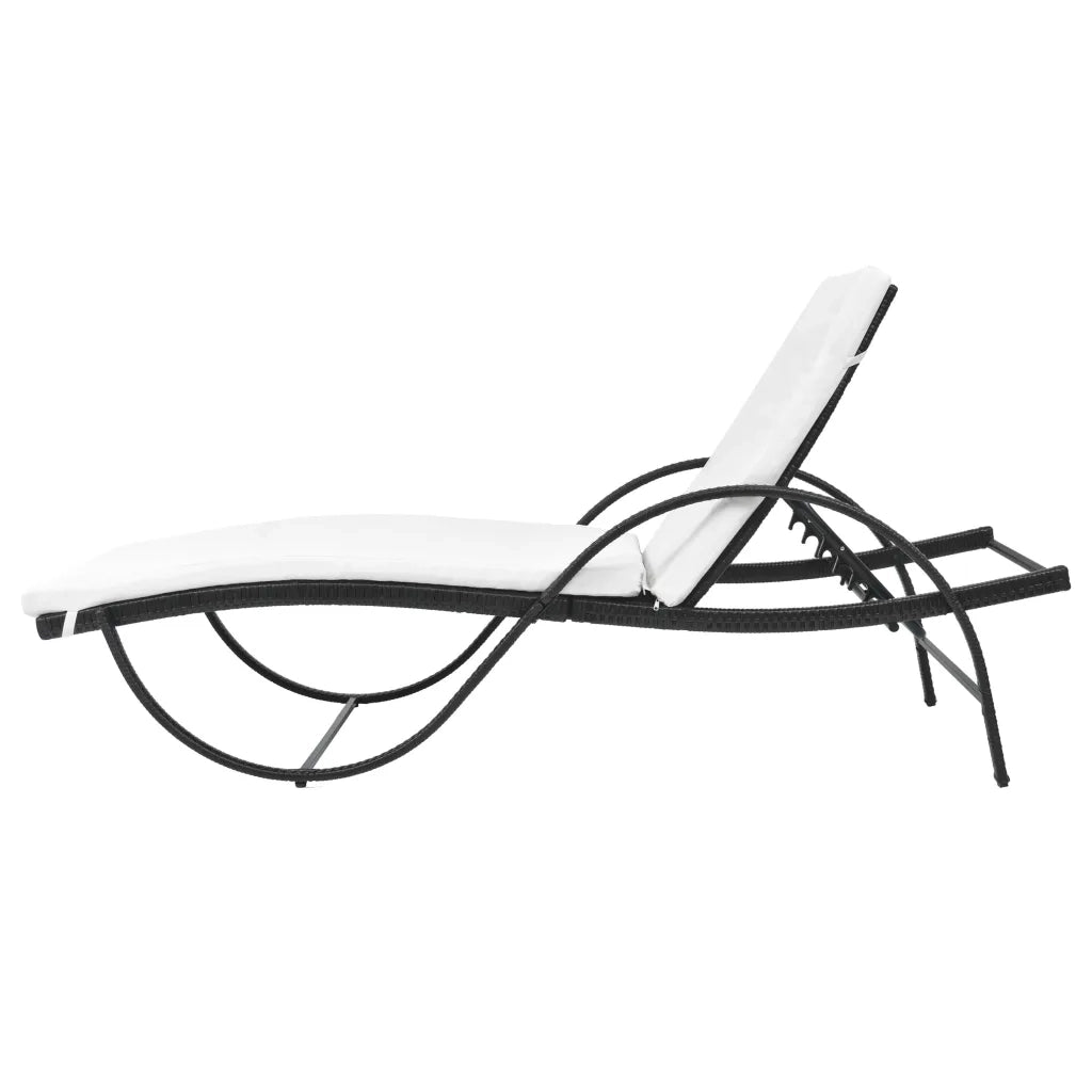 Lettini Prendisole 2 pz con Tavolo in Polyrattan Nero cod mxl 23062