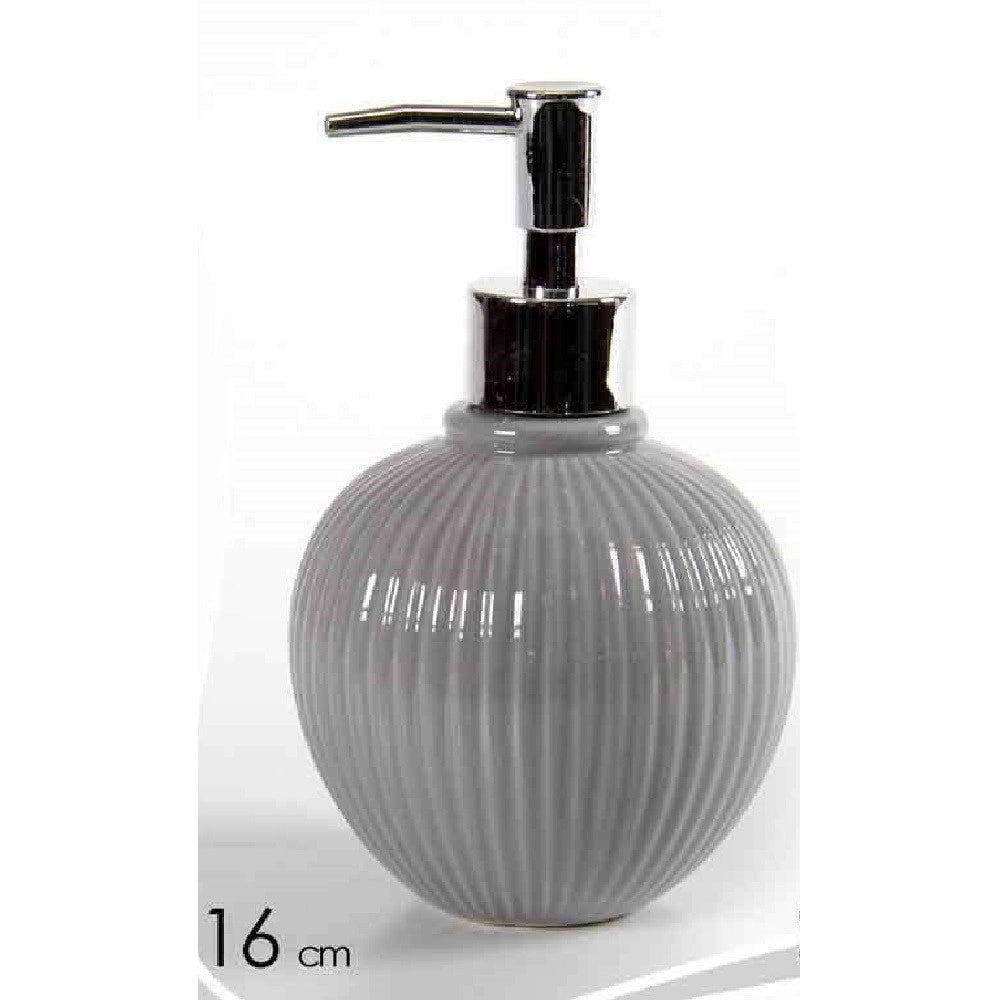 Trade Shop - Porta Sapone Portasapone Dispenser Liquido In Ceramica Tondo 16 Cm Bagno 674105 -
