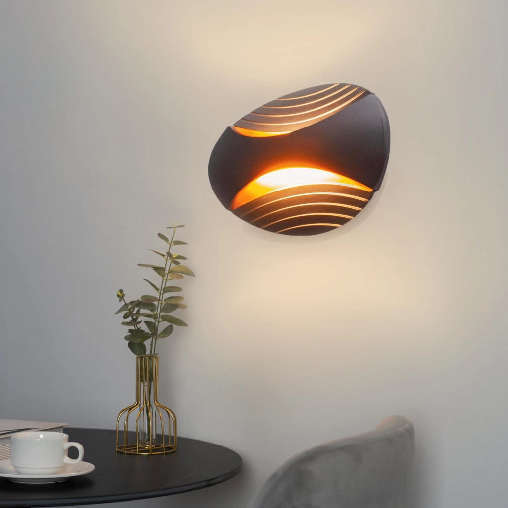 Applique doppio fascio luce LED 6W CCT 3 step da 3000K a 6500K lampada ovale parete muro camera da letto 230V NERO