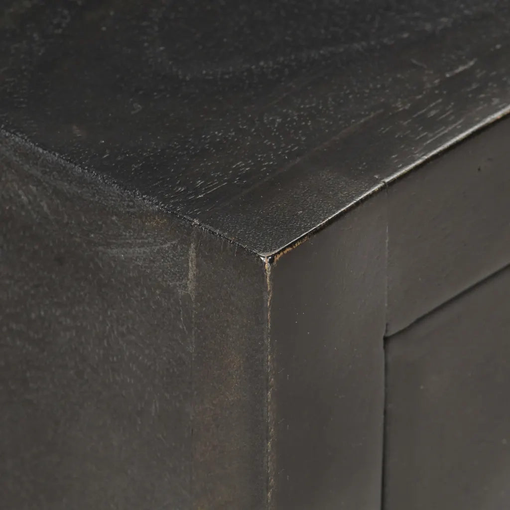 Comodino Nero e Oro 40x30x50 cm in Legno Massello di Mango 286517