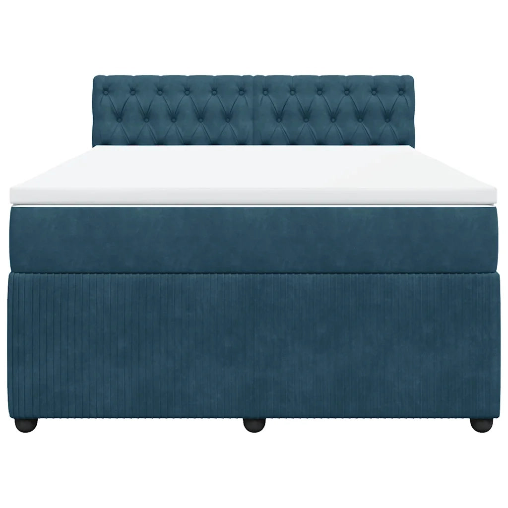 Giroletto a Molle con Materasso Blu 140x190 cm in Velluto 3290044