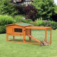 Coniglioiera per roditori 2 piani vaschetta per deiezioni recinto esterno removibile tetto apribile 156L x 58l x 68H cm legno massello pino