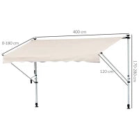 Tenda da Sole a Bracci 4x1.2m con Manovella e Struttura Telescopica, Cachi