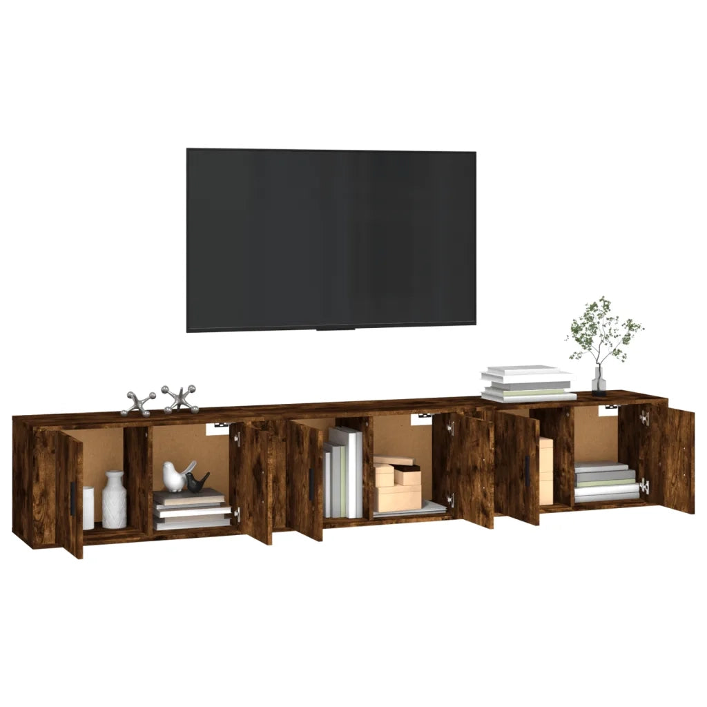 Mobili Porta TV a Parete 3 pz-Credenza per TV Rovere Fumo 80x34,5x40 cm