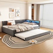 Letto estraibile 140x200 cm con LED, USB-C e vani portaoggetti