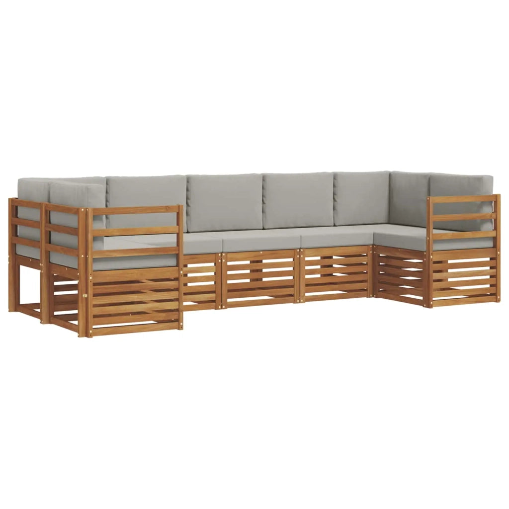 Set divano sezionale con cuscino 7 pcs Grigio Naturale e Chiaro
