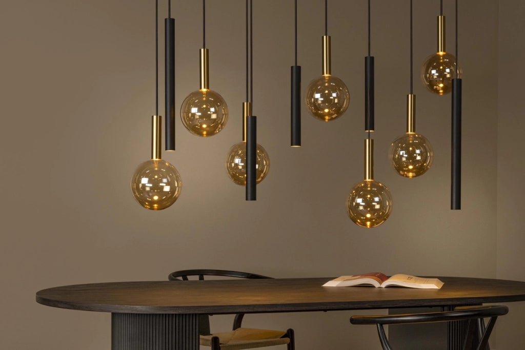 Lampada sospesa JOSIANE 12 luci GU10+G9 nera Lucide