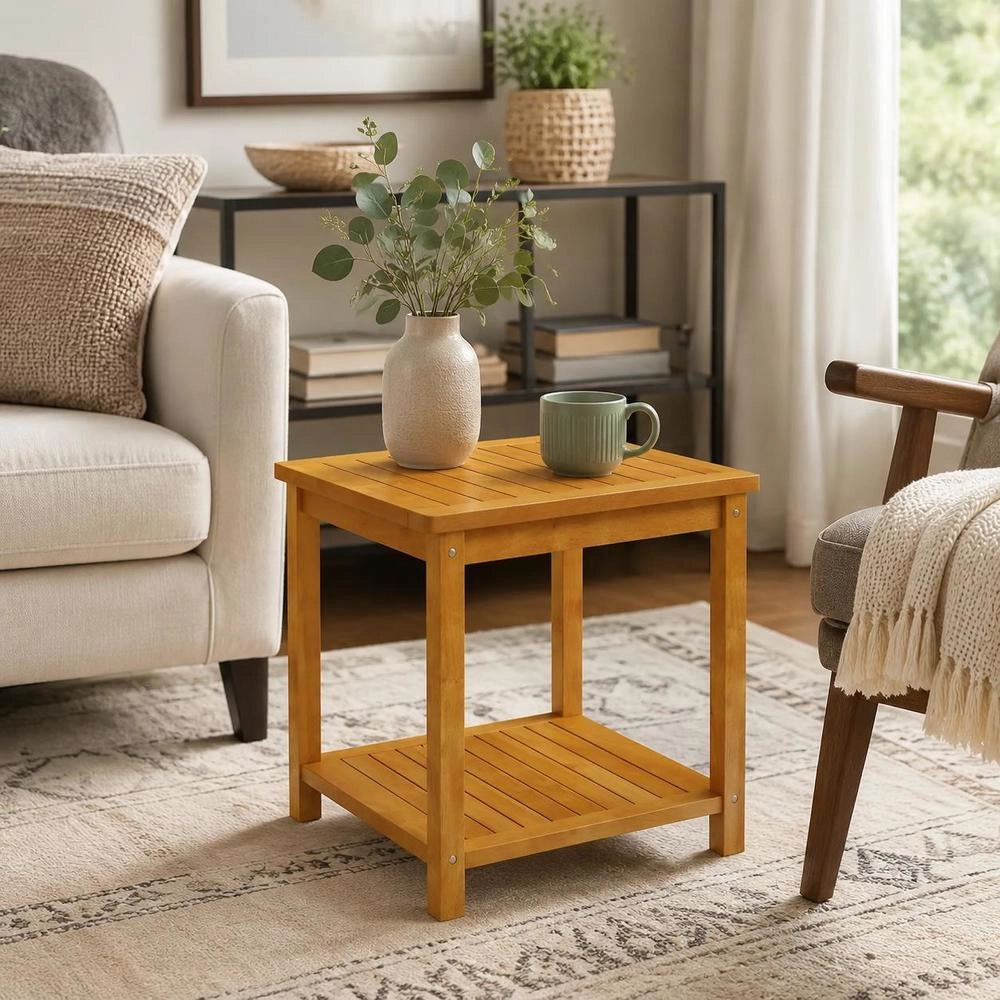 Side Table Solid Wood Acacia 45x45x45 Cm