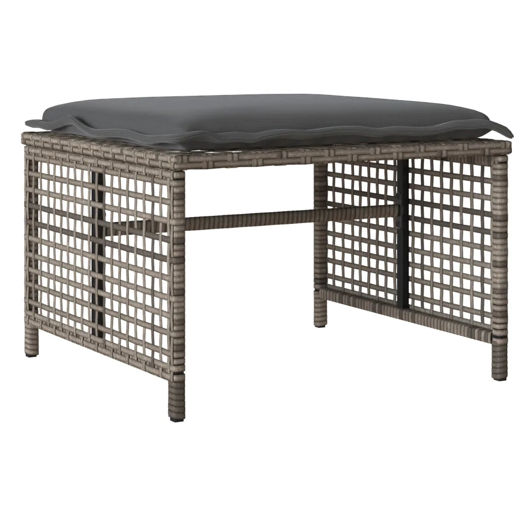Salotto da Giardino-Set Divani da Giardino 4 pz con Cuscini Grigio Polyrattan Vetro