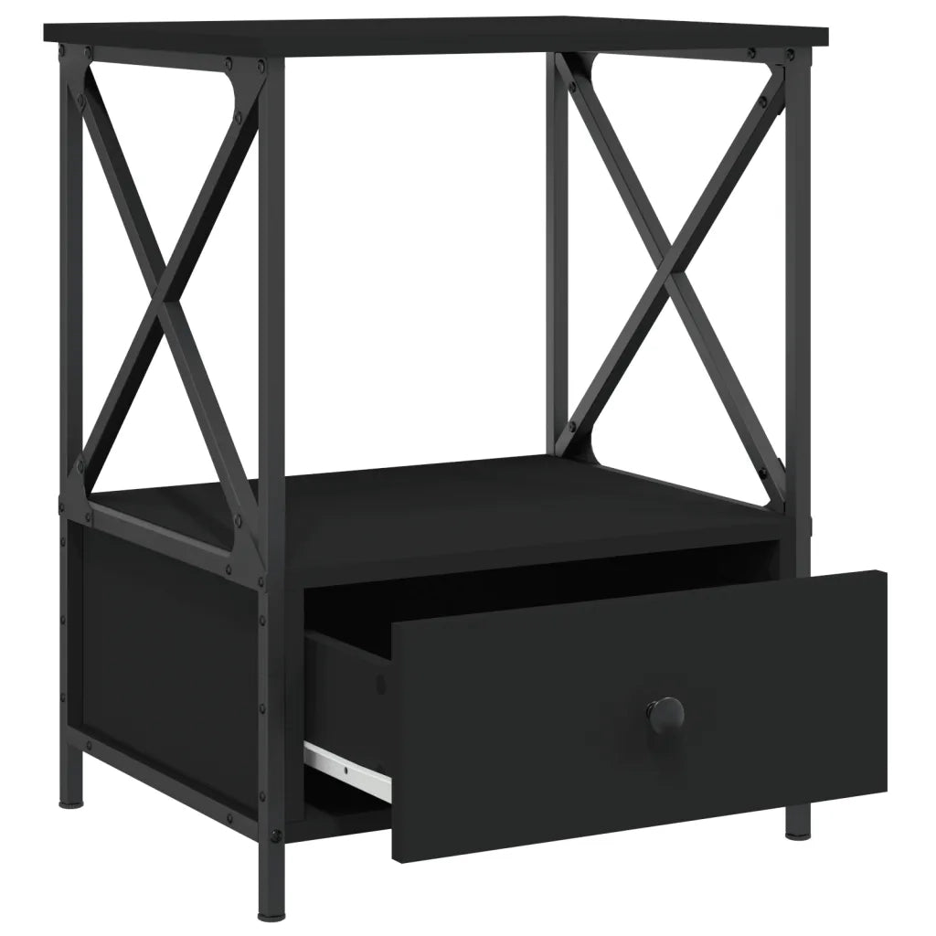 Comodini 2 pz-Set di 2 Tavolino da notte Neri 50x41x65 cm in Legno Multistrato