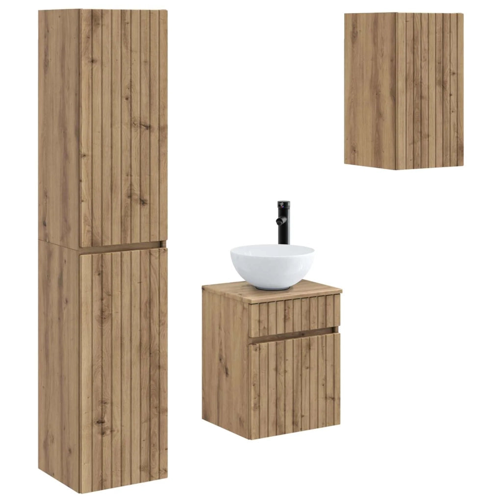 Set di mobili per il bagno 3 pz Rovere Artigianale 3406092