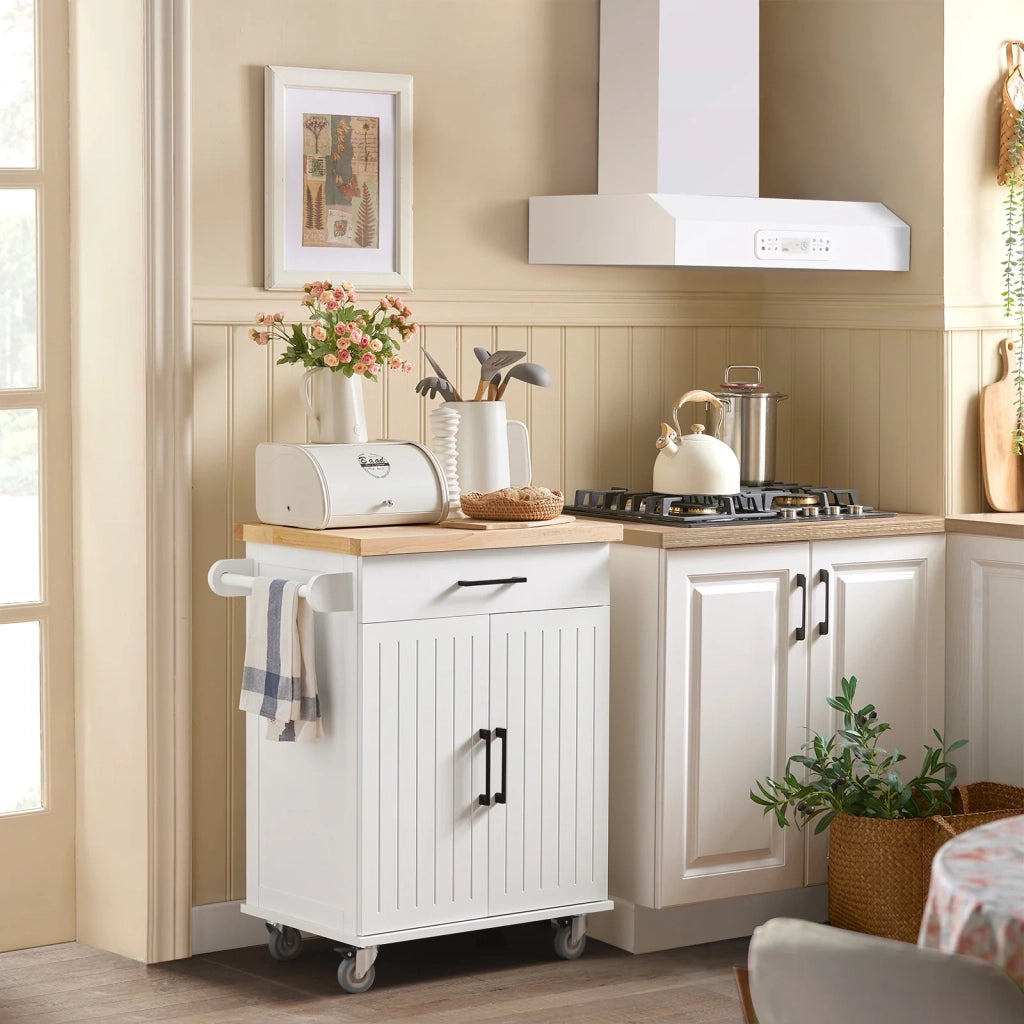 Credenza Cucina Carrello Cucina Con Ruote Con Cassetto E 2 Ante 74.5x45.5x91cm FKW119-WN SoBuy