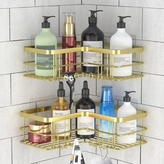 Set di Organizzazione per Angolo da Parete senza Parete per Bagno e Cucina - Piastra di Acciaio Inossidabile per Angolo - Installazione Facile