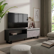 Mobile TV, 200x35x57cm, soggiorno, Per TV fino a 80", Design industriale, grigio cemento RF2233