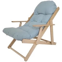 Poltrona Sedia da Salotto Pieghevole e Reclinabile, Poltrona Relax Confortevole con Cuscino Trapuntato Spesso, Struttura in Legno, Grigio