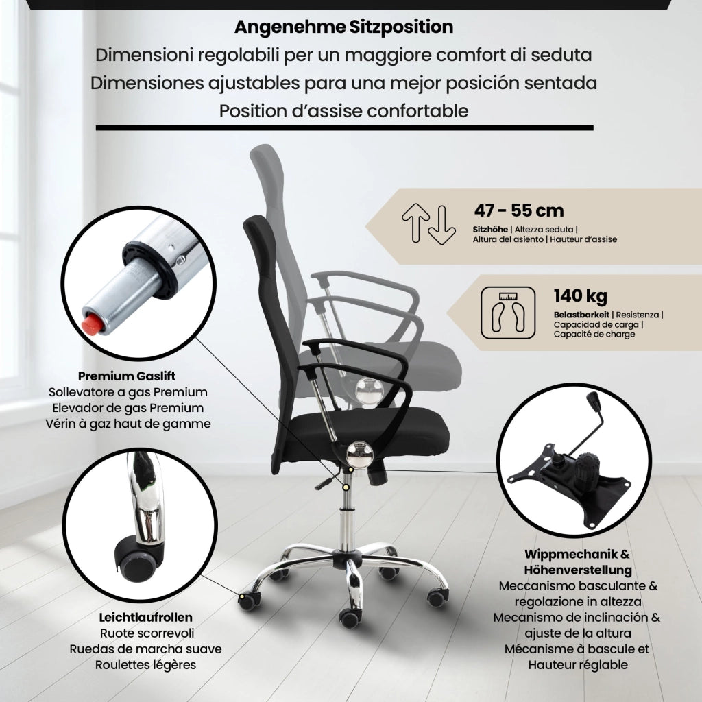 Sedia da Ufficio Washington nero