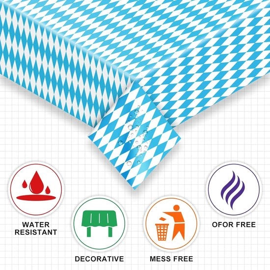 Tappeto Plastico Premium Acqua-Resistente 137 x 274 cm - Rettilineo - Resistente a Macchie e Rughette - Decorazioni per Feste e Compleanni - Tema Festival del Birra - 2 pezzi