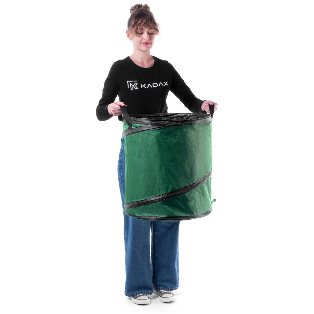 KADAX Sacchetto per foglie, cestino per rifiuti da giardino, pieghevole, resistente, con maniglie, 90 L
