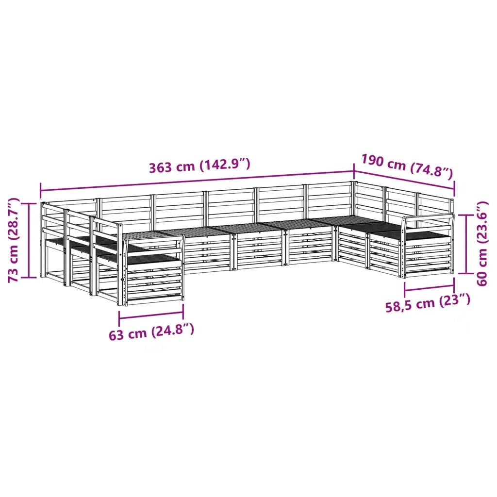 Set divani 10 pcs Naturale Legno di Acacia Massello 3375559