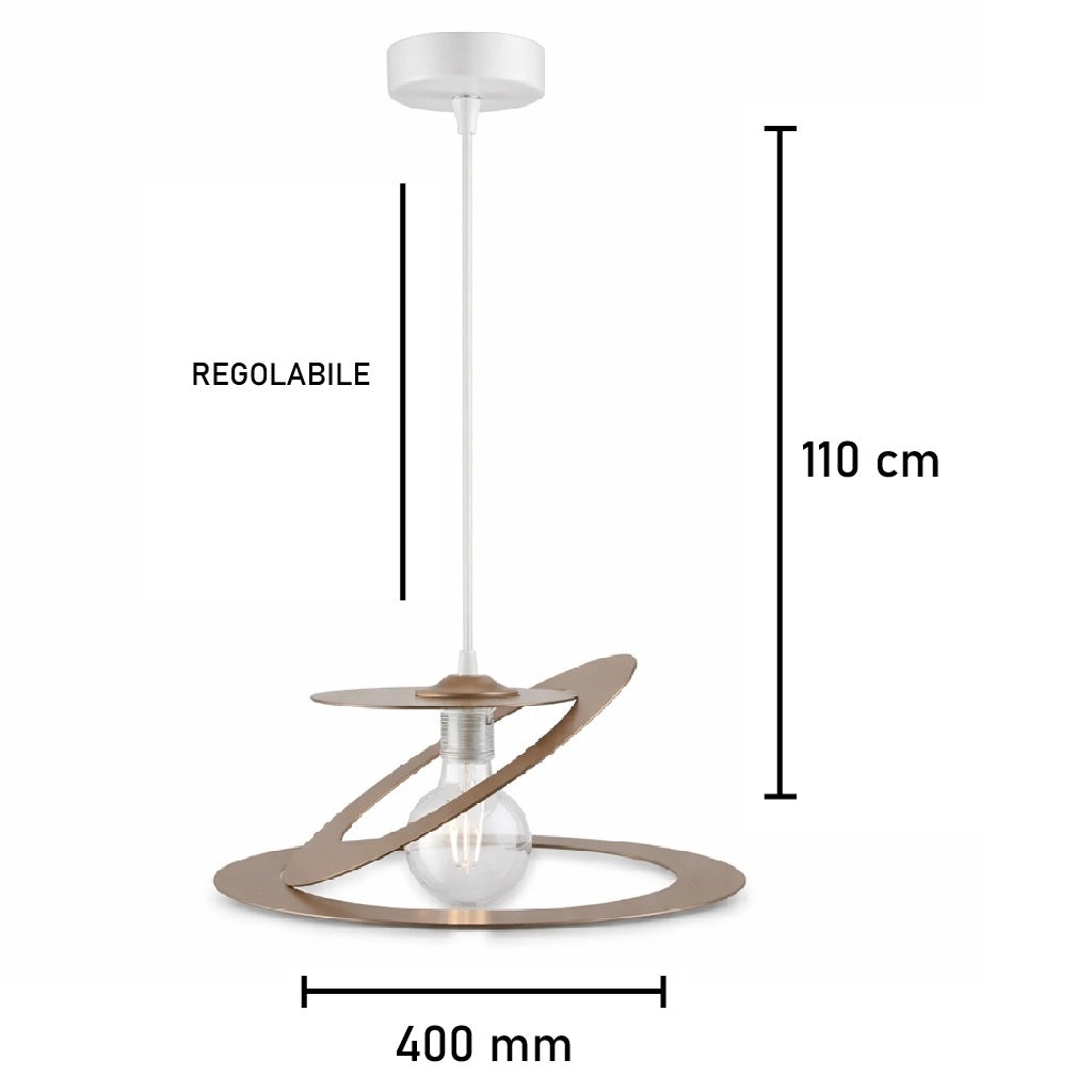 Lampadario Sospensione Metallo Taglio Laser 40 cm 1 luce  E27 Tortora