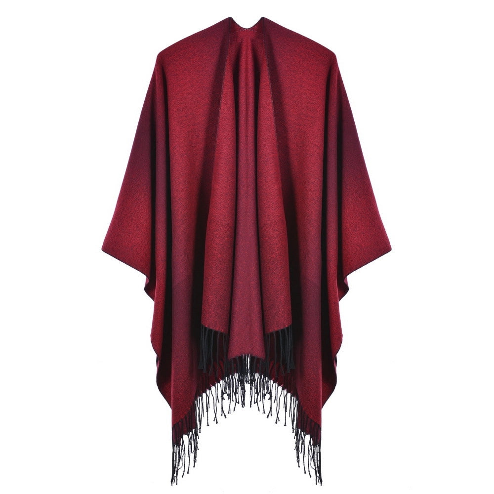 Sciarpa jacquard da donna, stile street europeo e americano, con spacco, cappa spessa e calda