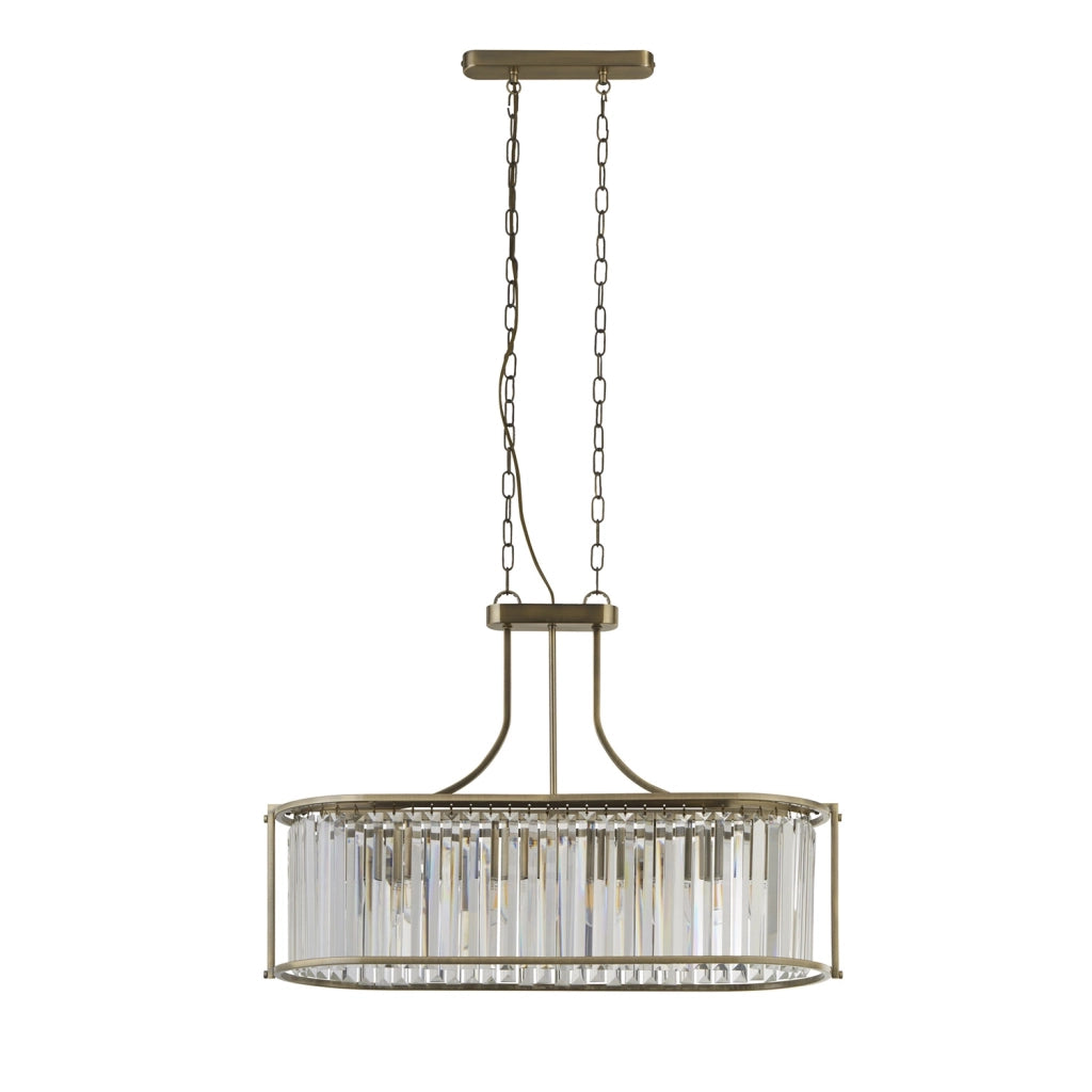 Lampadario Contemporaneo Victoria Acciaio Adjustable Vetro 5 Luci E27