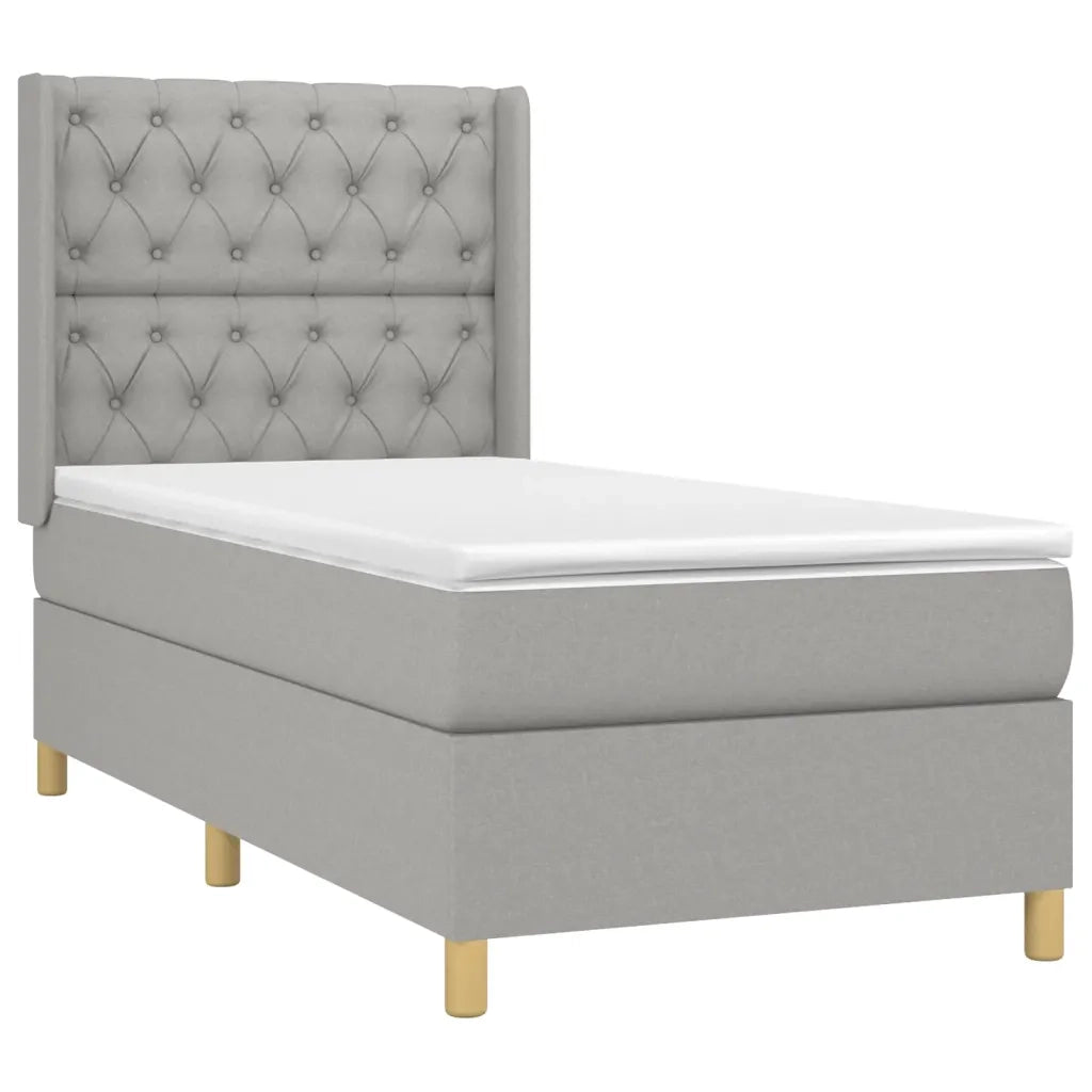 Letto a Molle Materasso e LED Grigio Chiaro 80x200 cm Tessuto cod mxl 63240