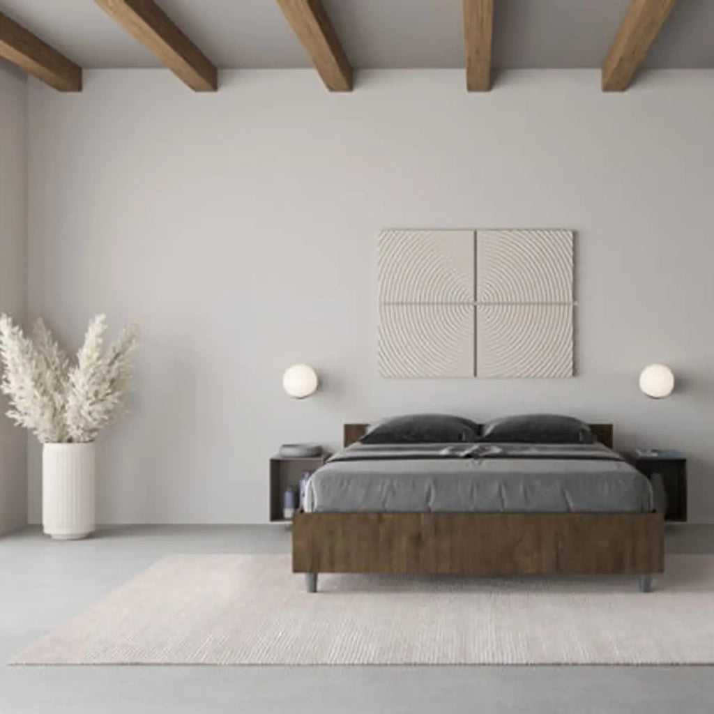 Letto matrimoniale francese contenitore 140x190 noce Nuamo