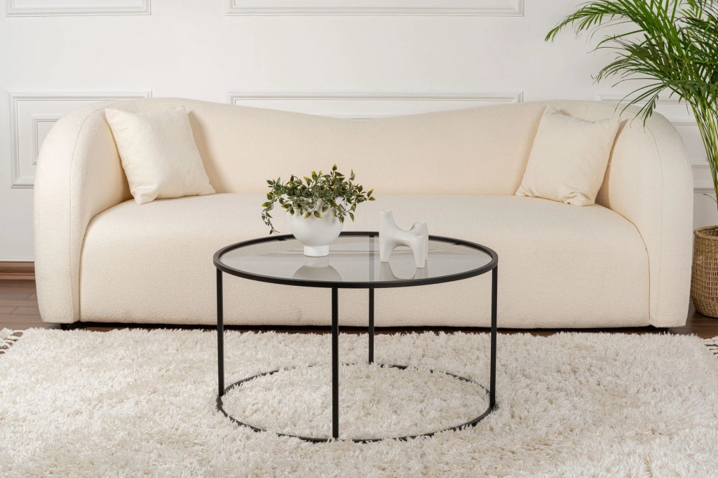 Moena, Tavolino da Salotto Forma Rotondo, 80x80x43h cm Nero