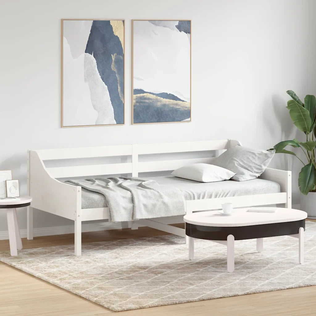 Letto singolo | Letto per adulti | Dormeuse senza Materasso Bianca 90x200 cm Legno Massello Pino
