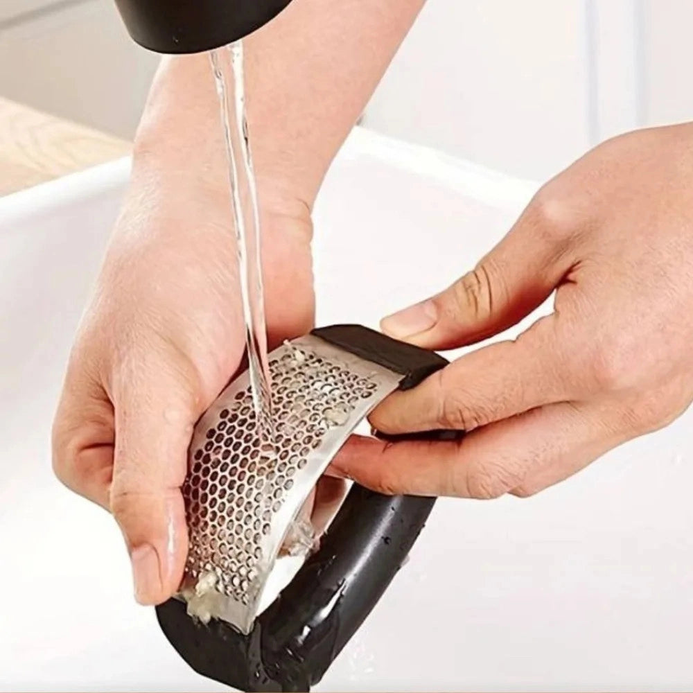 Trade Shop - Schiaccia Aglio Premi In Acciaio Satinato Con Impugnatura Ergonomica Antiscivolo -