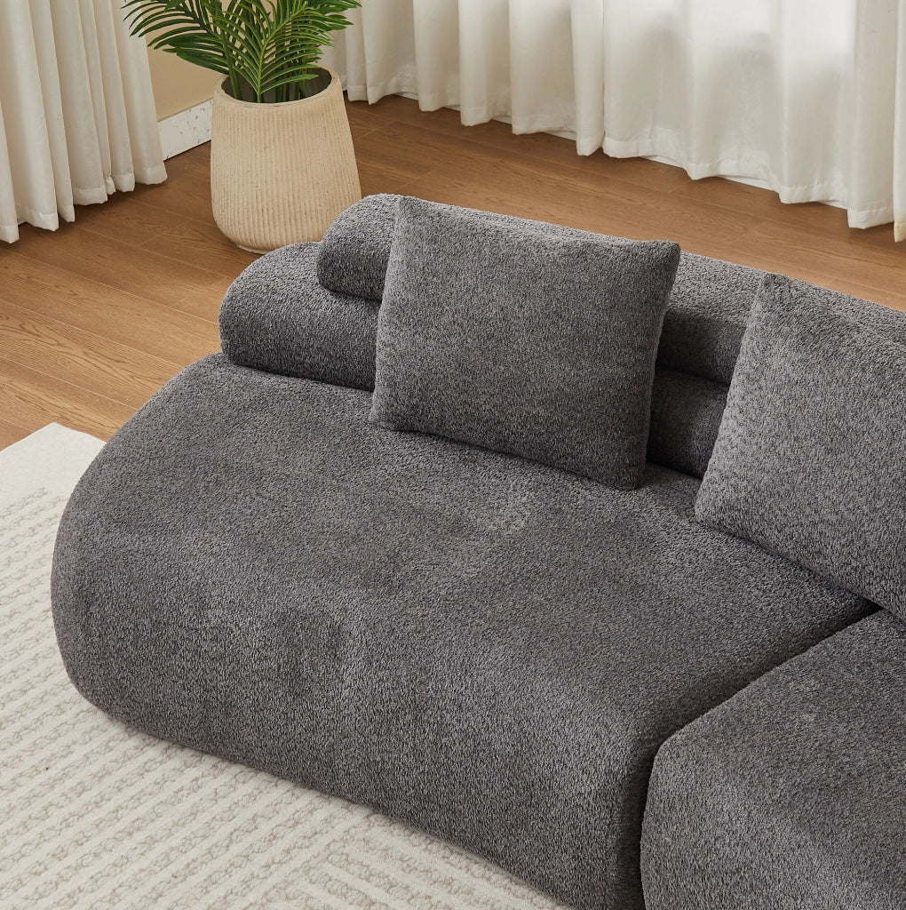 Divano modulare curvo 3 pezzi in chenille grigio antracite HOMVRA