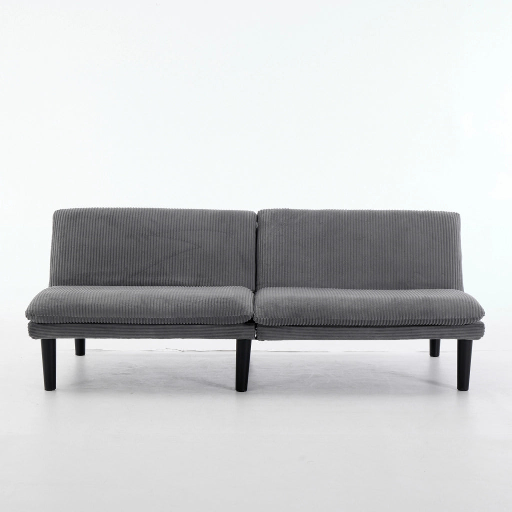 Divano letto 2 posti 167x84x67 cm grigio， velluto a coste， salvaspazio
