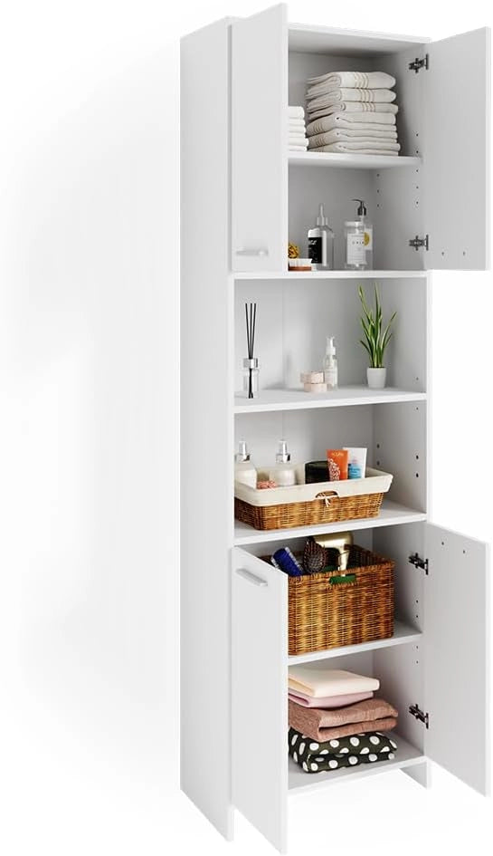 Mobile bagno alto Maris, Bianco, 56.1 x 190 cm Mobile da bagno, con ripiani regolabili in altezza per un utilizzo flessibile