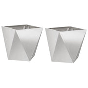 2 pz Fioriera | Cassetta per fiori | Vaso Argento 30 x 30 x 30 cm Acciaio inossidabile