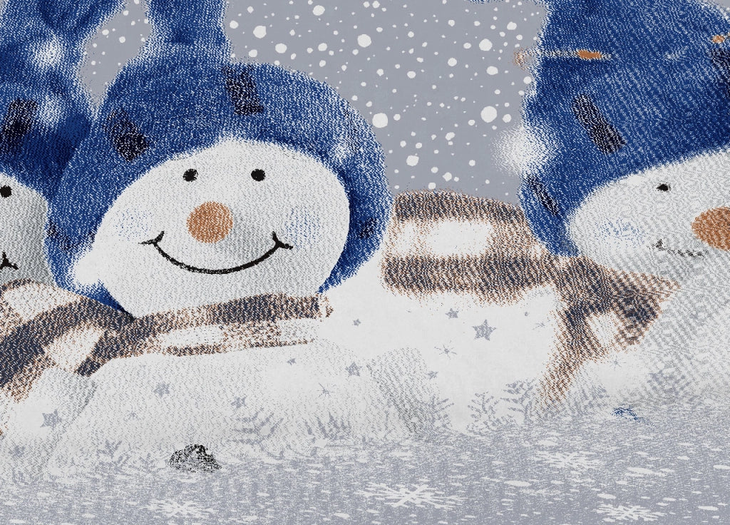 Copripiumino Sacco Piumone Pensieri Delicati Cotone Disegno Snowman - Matrimoniale - Blu