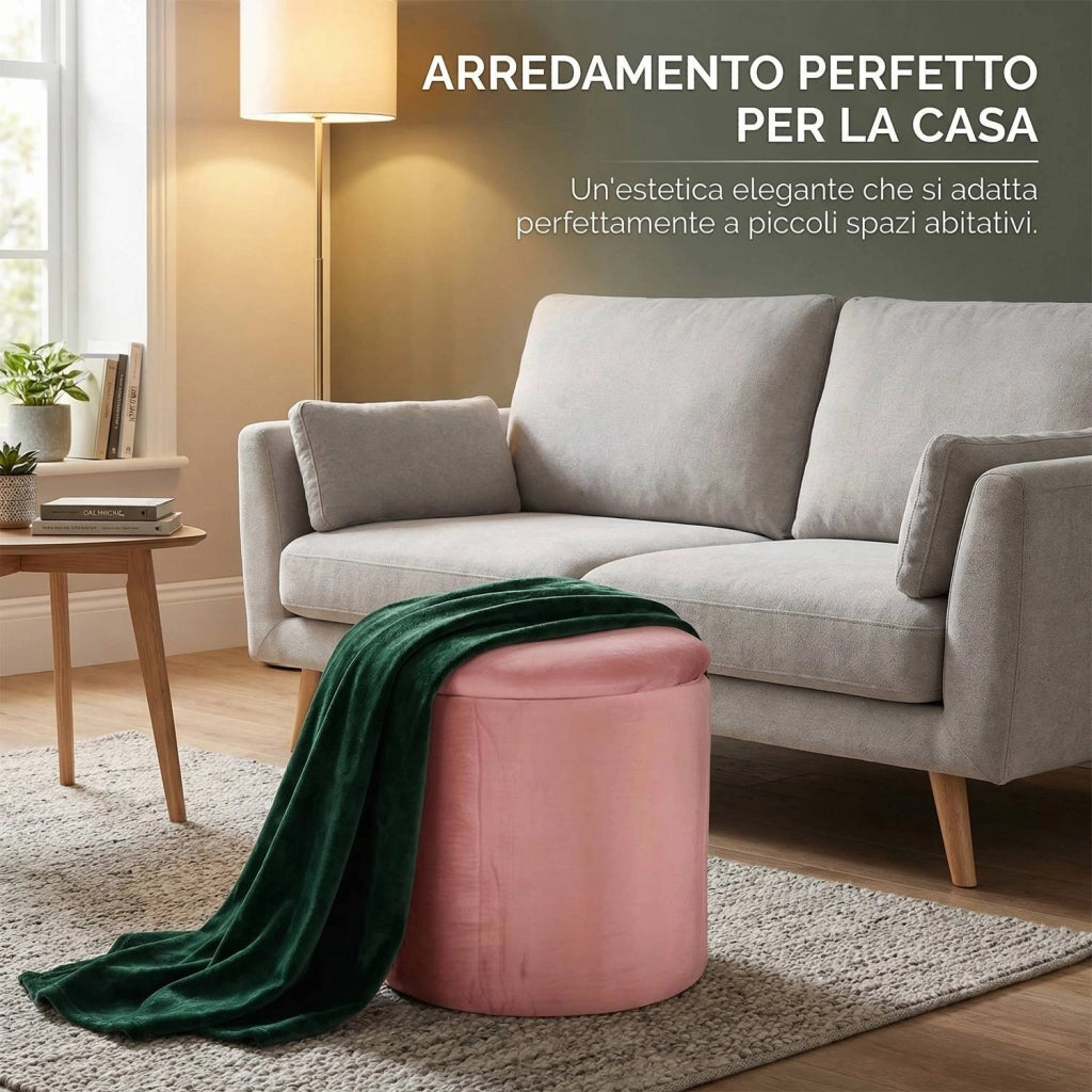 Marvin Pouf Contenitore in Velluto Selina Sgabello Salvaspazio con Vano Portaoggetti Seduta Moderna Elegante per Soggior