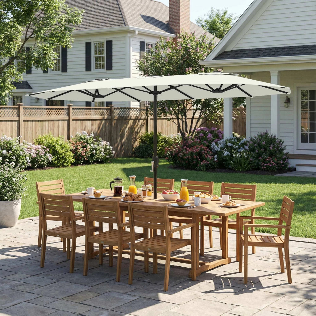 Ombrellone da giardino esterno 4.6 m con manovella e protezione UV50+, custodia ¨C zephmum ¨C crema