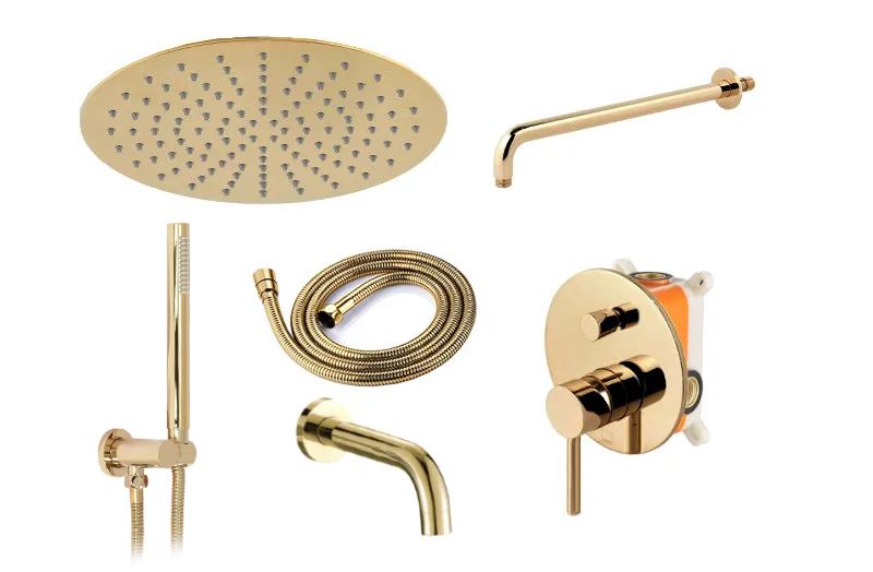 Set Da Vasca-doccia Da Incasso Rea Lungo Gold + Box