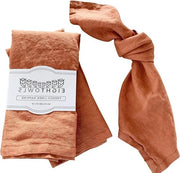 Serviette in 100% Lana di Velluto - stonewashed lino - colore rustico arancione - set da 4 - 46,5 x 45,5 cm