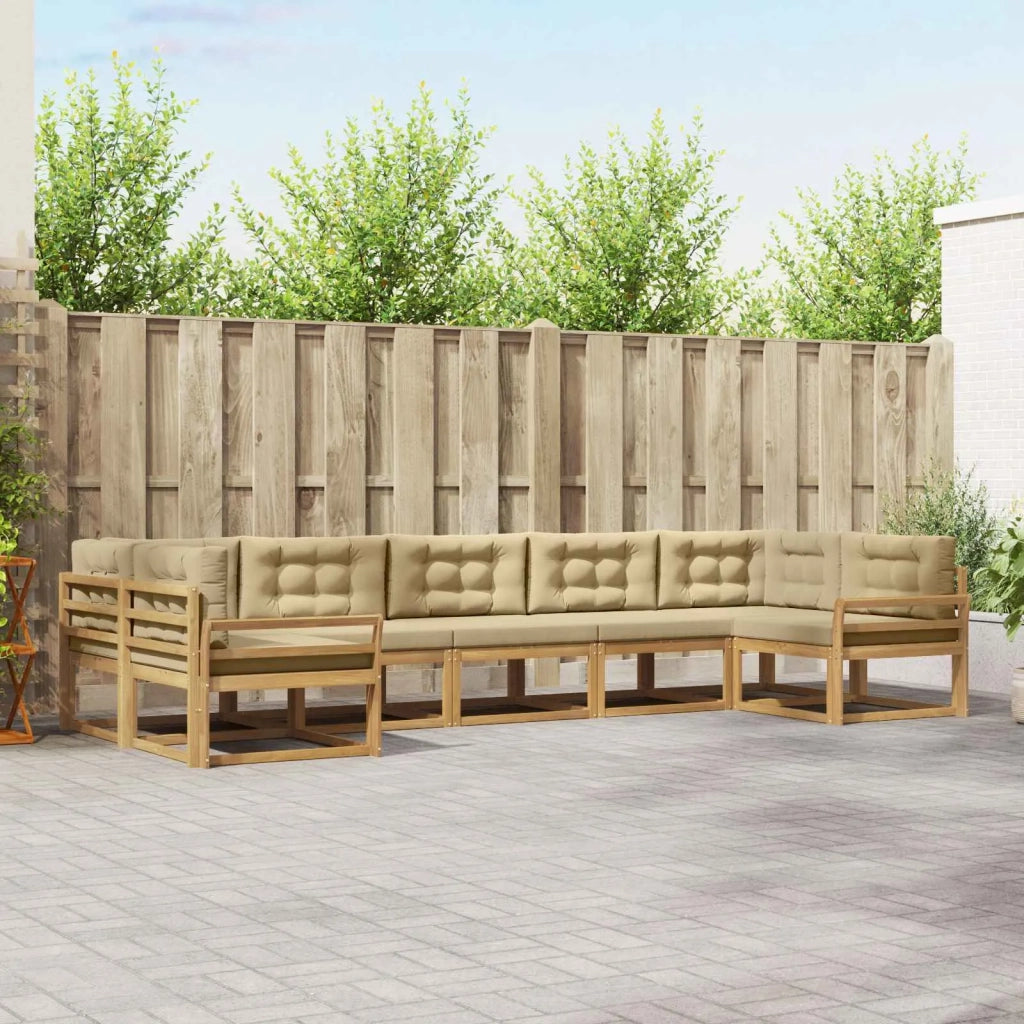 Set di divani da esterno con cuscino 7 pcs Bianco e Beige