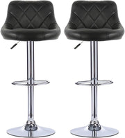 Sgabello da bar, sedia da bar con schienale, altezza regolabile 60 cm – 82 cm, girevole a 360 gradi, in similpelle, PU (nero)
