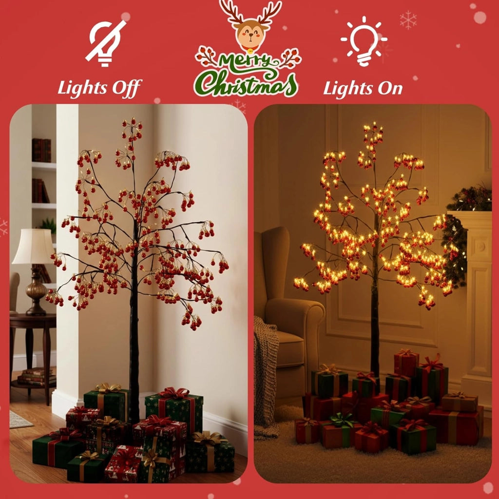 Decorazioni Natalizie, Albero di Natale 150 CM, 480 Luci LED Bianco Caldo, Sfere a Bolle Squisite, Base Solida, Picchetti di Terra, Addobbi Natalizi Esterno Interno per Casa, Giardino, Cortile