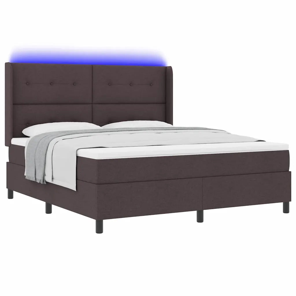 Letto a Sorgente LED Marrone Scuro 180 x 200 cm Tessuto 3343521