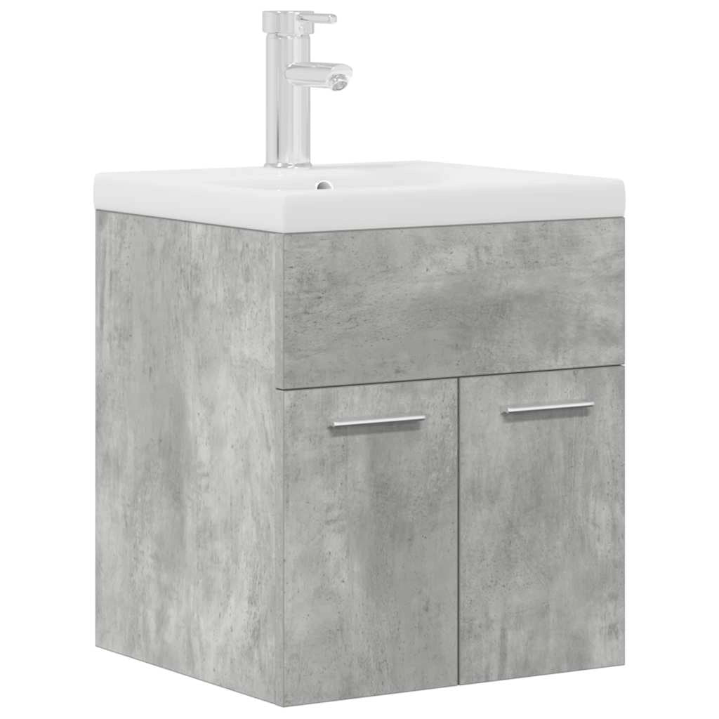 Mobile bagno sospeso dal design moderno 41 x 38,5 x 46 cm con vano contenitore in legno composito grigio cemento 02_0055754