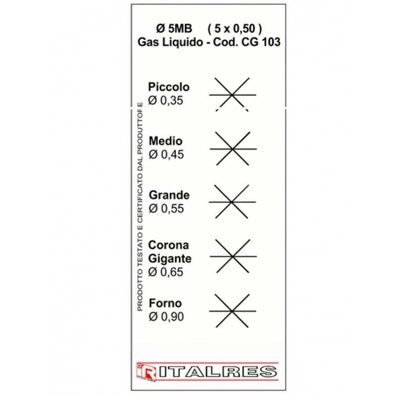 SERIE 5PZ UGELLI SPRUZZI 5 MB GPL PROPANO FORNELLI CUCINE UNIVERSALE PASSO 5MB - UNIVERSALE
